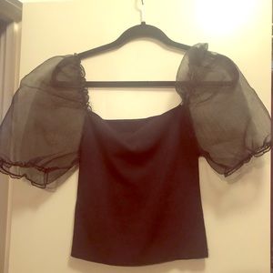 BRAND NEW Zara Cropped Poof Sleeved Top